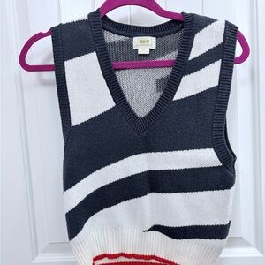Maeve V-Neck Sweater Vest in Black, White, and Red Anthroplogie